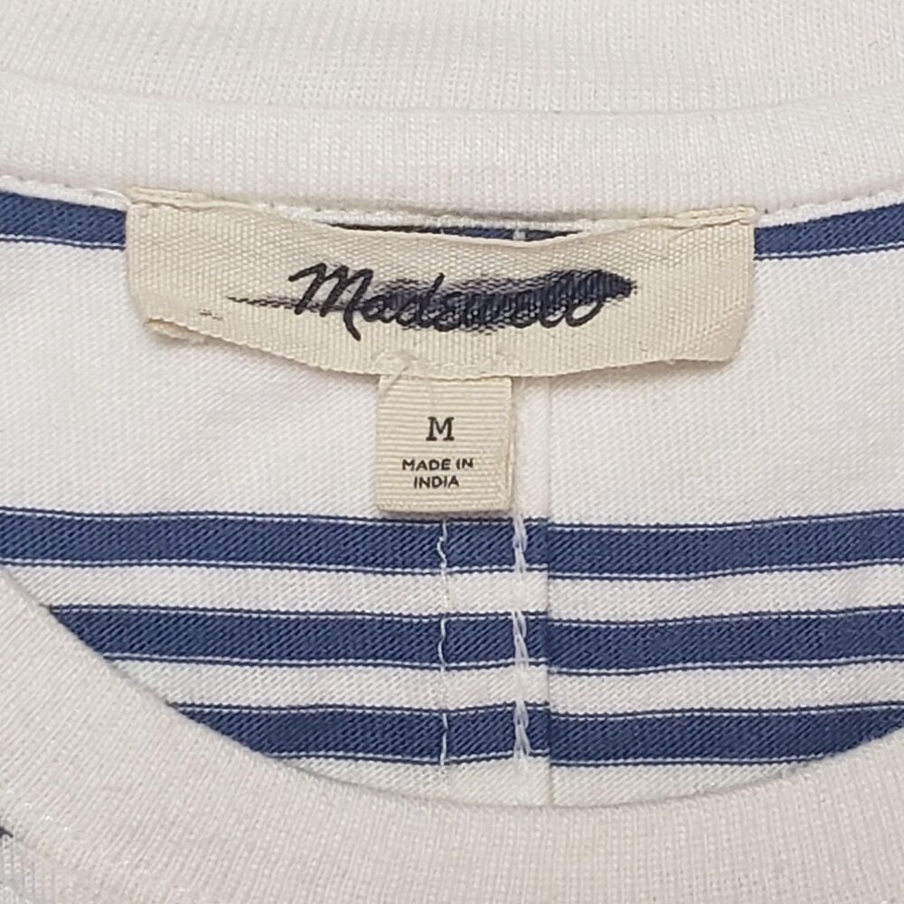 Madewell Cotton Relaxed Oversized Tee Women's Medium Lighthouse & Blue Stripe - Picture 2 of 16
